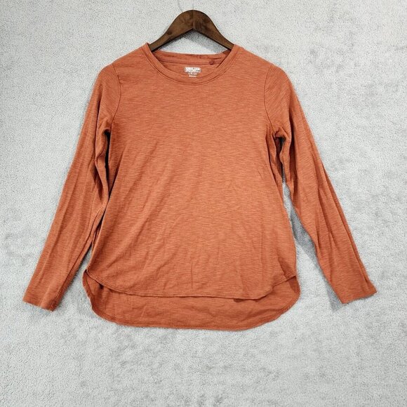 Kirkland Womens Rust Long-Sleeve T-Shirt  Small 100% Cotton Scoop Hem - Picture 2 of 7